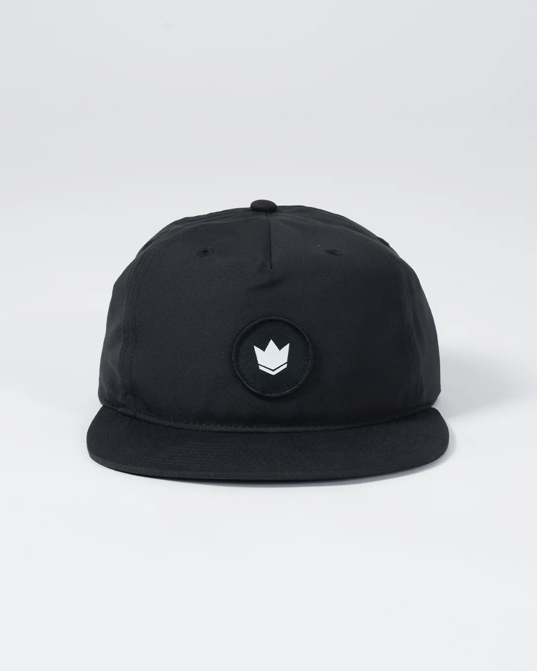 Crown Patch 5-Panel Strapback Hat - Black - Image 2